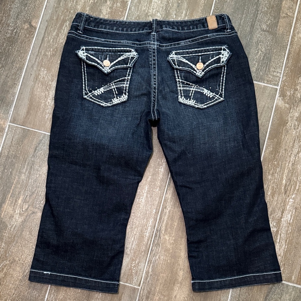 Maurices Navy Cropped Jeans with Contrast Stitching